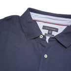 TOMMY HILFIGER Mens Navy Blue Polo Shirt XL Cotton Blend Short Sleeve Classic