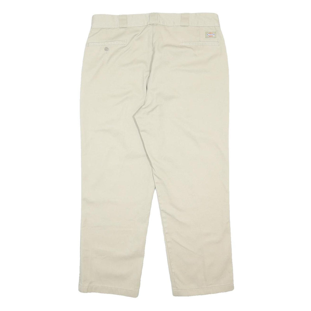 DICKIES Mens Cotton Blend Beige Regular Fit Straight Leg Trousers W36 L27