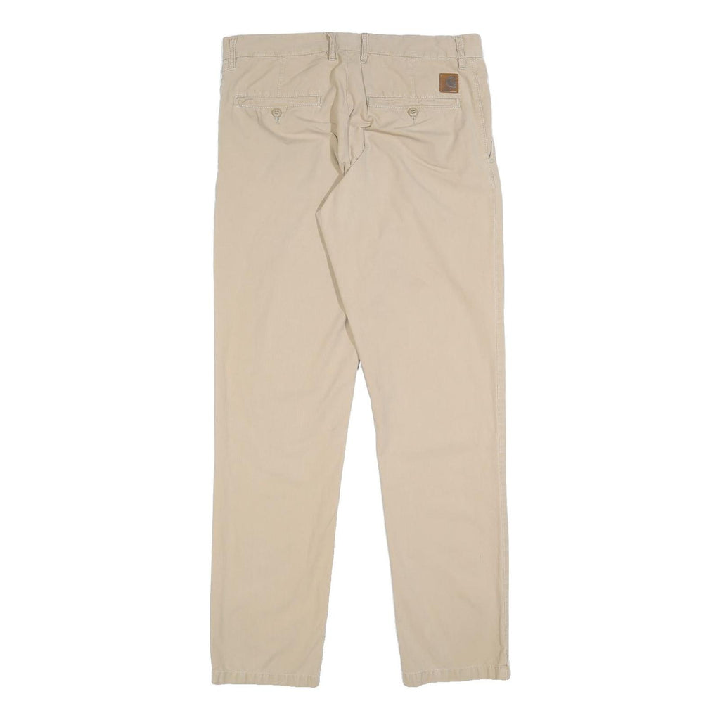 CARHARTT Mens Slim Beige Cotton Blend Zip Trousers W32 L32 Casual Workwear