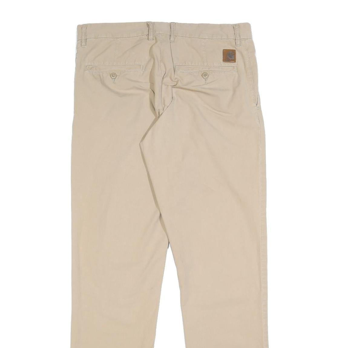CARHARTT Mens Slim Beige Cotton Blend Zip Trousers W32 L32 Casual Workwear
