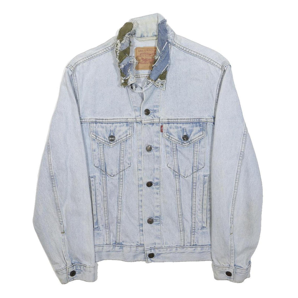 LEVI'S Mens Blue Denim Jacket S Button Front Plain Long Sleeve Classic Casual