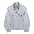 LEVI'S Mens Blue Denim Jacket S Button Front Plain Long Sleeve Classic Casual