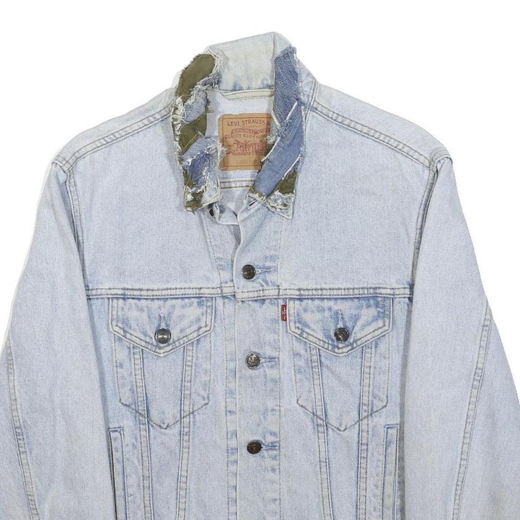 LEVI'S Mens Blue Denim Jacket S Button Front Plain Long Sleeve Classic Casual