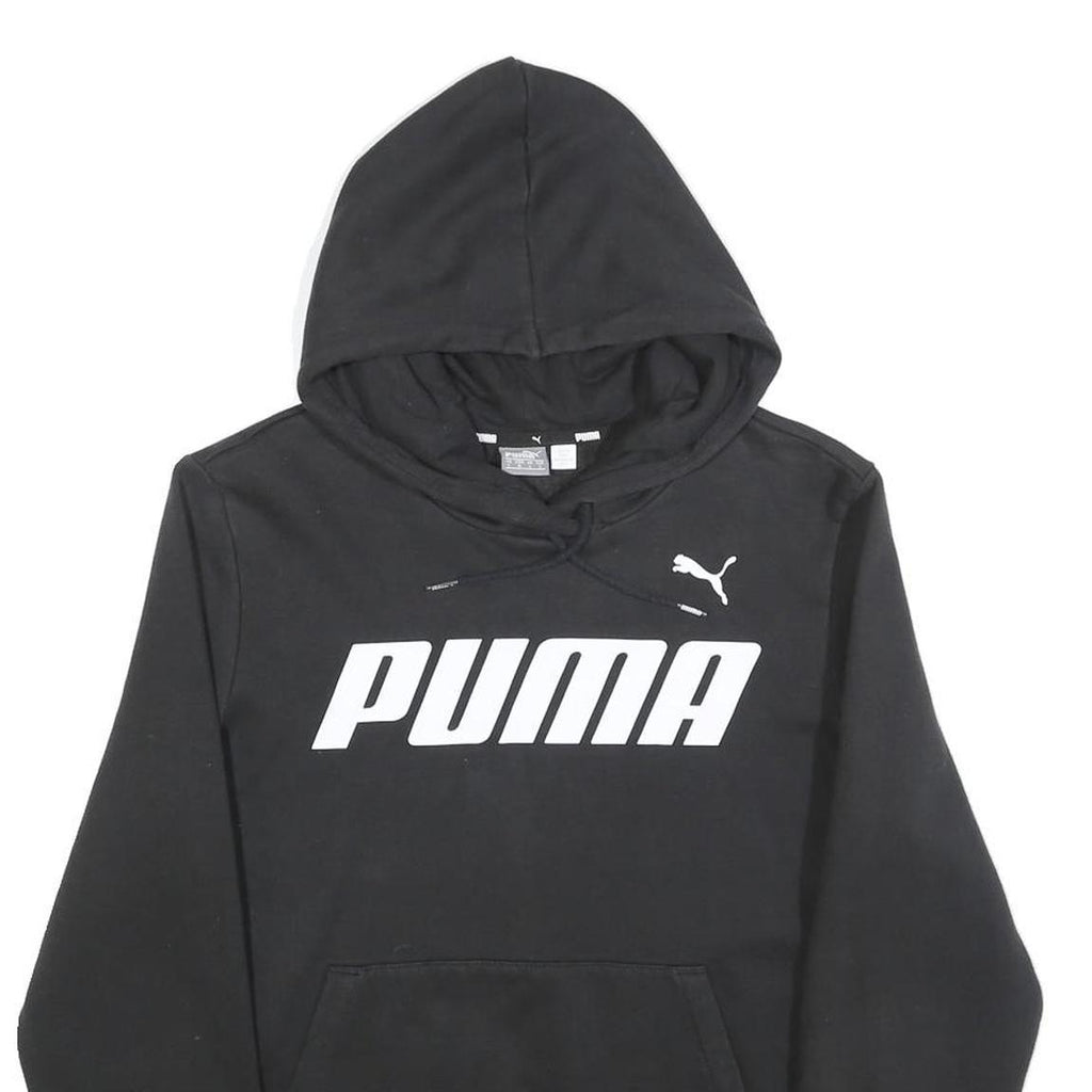 PUMA Boys Black Hoodie L Cotton Pullover Hooded Sweatshirt