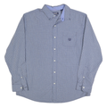 CHAPS Mens Blue & White Checked Shirt XL Cotton Blend Button-Down Collar Casual