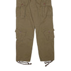 Womens Relaxed Fit Beige Cotton Blend Cargo Trousers W26 L29 Utility Style Zip