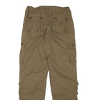 Womens Relaxed Fit Beige Cotton Blend Cargo Trousers W26 L29 Utility Style Zip