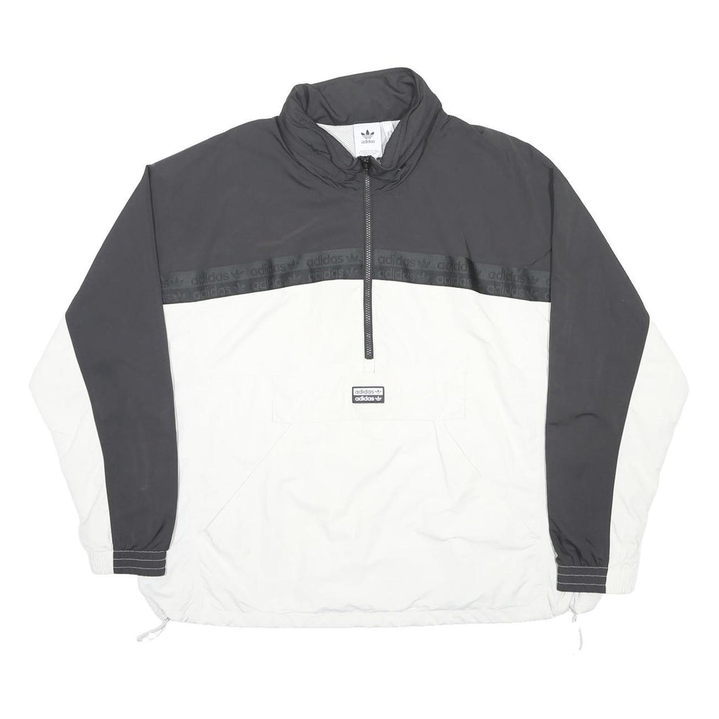 ADIDAS Mens Black & White Zip Jacket XL Polyester Sports Casual Retro Track