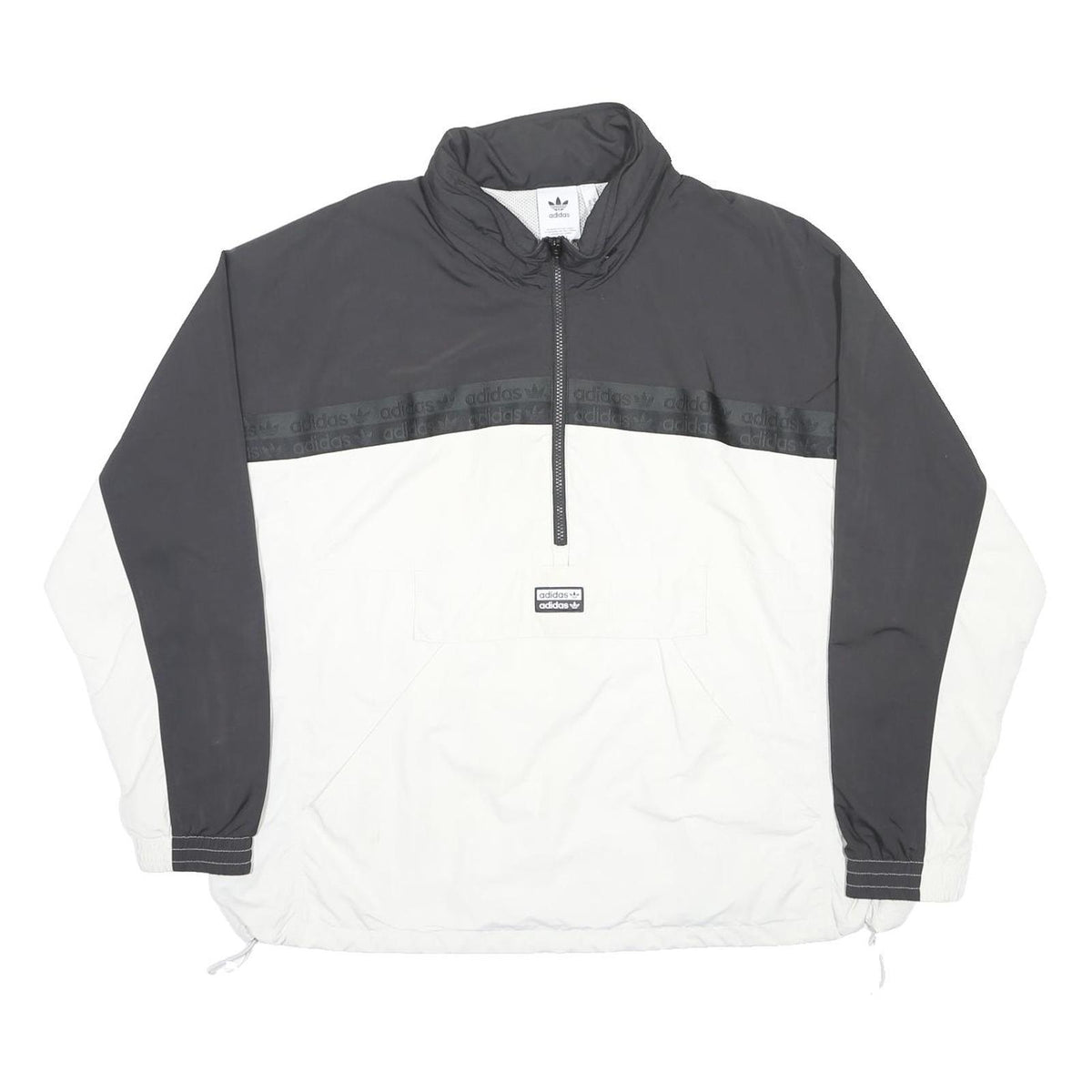 ADIDAS Mens Black & White Zip Jacket XL Polyester Sports Casual Retro Track