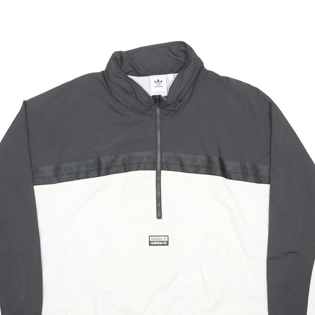 ADIDAS Mens Black & White Zip Jacket XL Polyester Sports Casual Retro Track