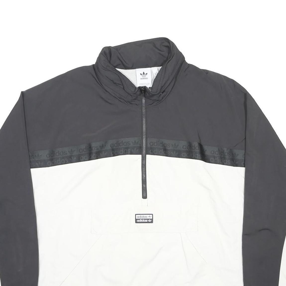 ADIDAS Mens Black & White Zip Jacket XL Polyester Sports Casual Retro Track