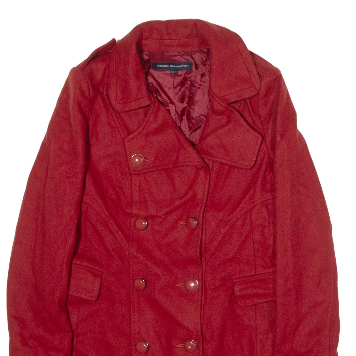 FRENCH CONNECTION Womens Trench Coat Red Wool UK 10