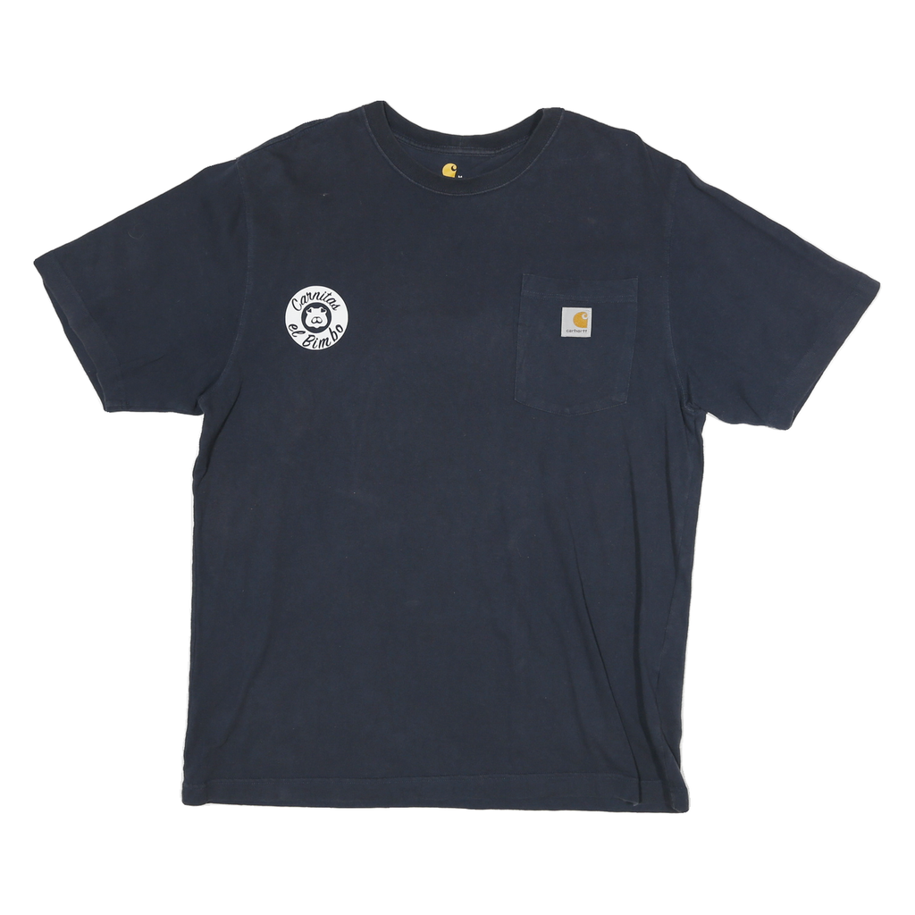 CARHARTT Mens Navy Blue Graphic T-Shirt M Short Sleeve Crew Neck Pocket