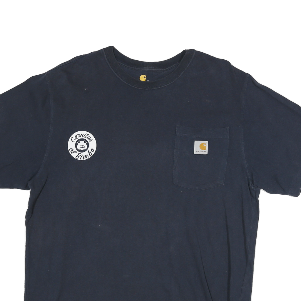 CARHARTT Mens Navy Blue Graphic T-Shirt M Short Sleeve Crew Neck Pocket