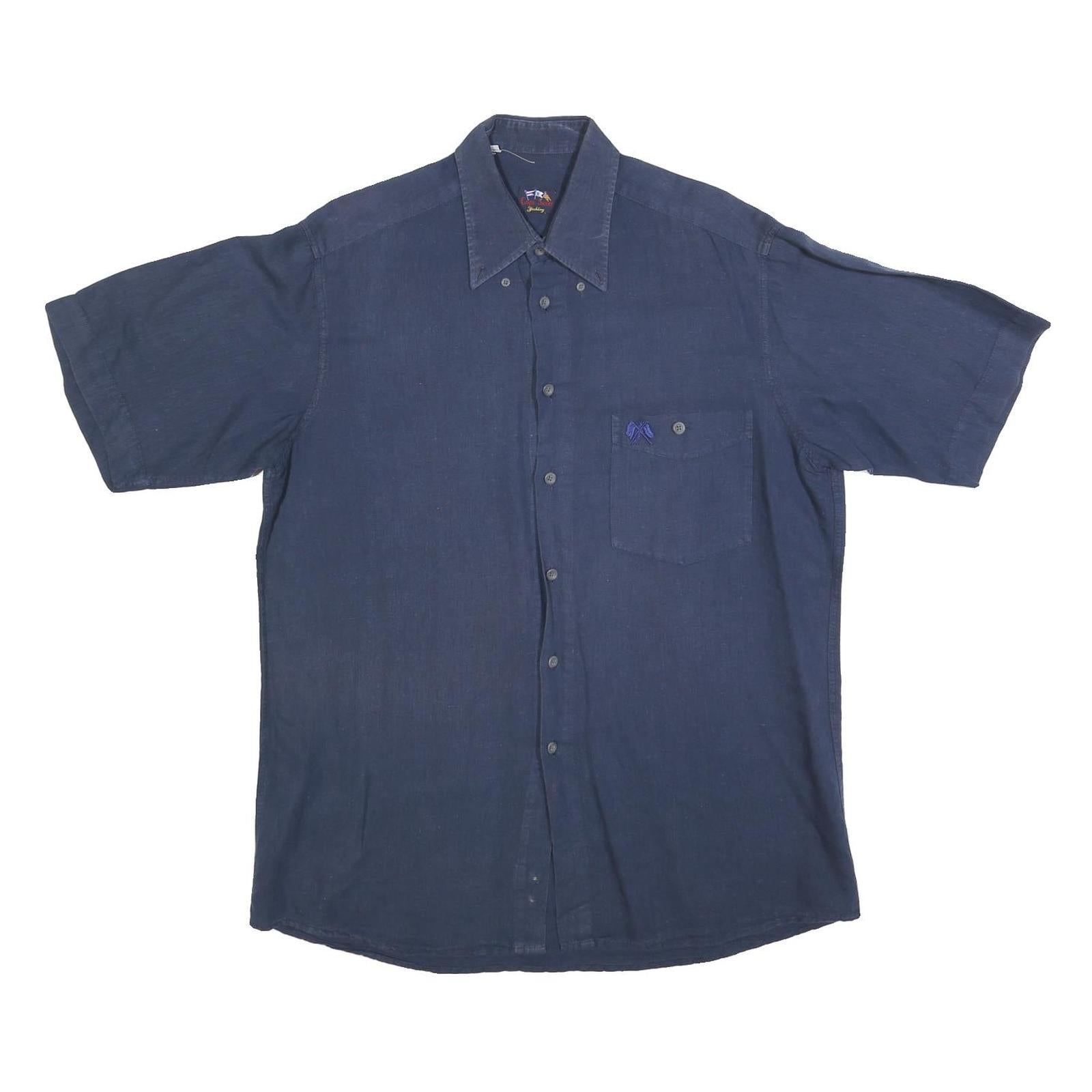 CAPT SCOTT Mens Blue Short Sleeve Casual Shirt M Summer Pocket Button