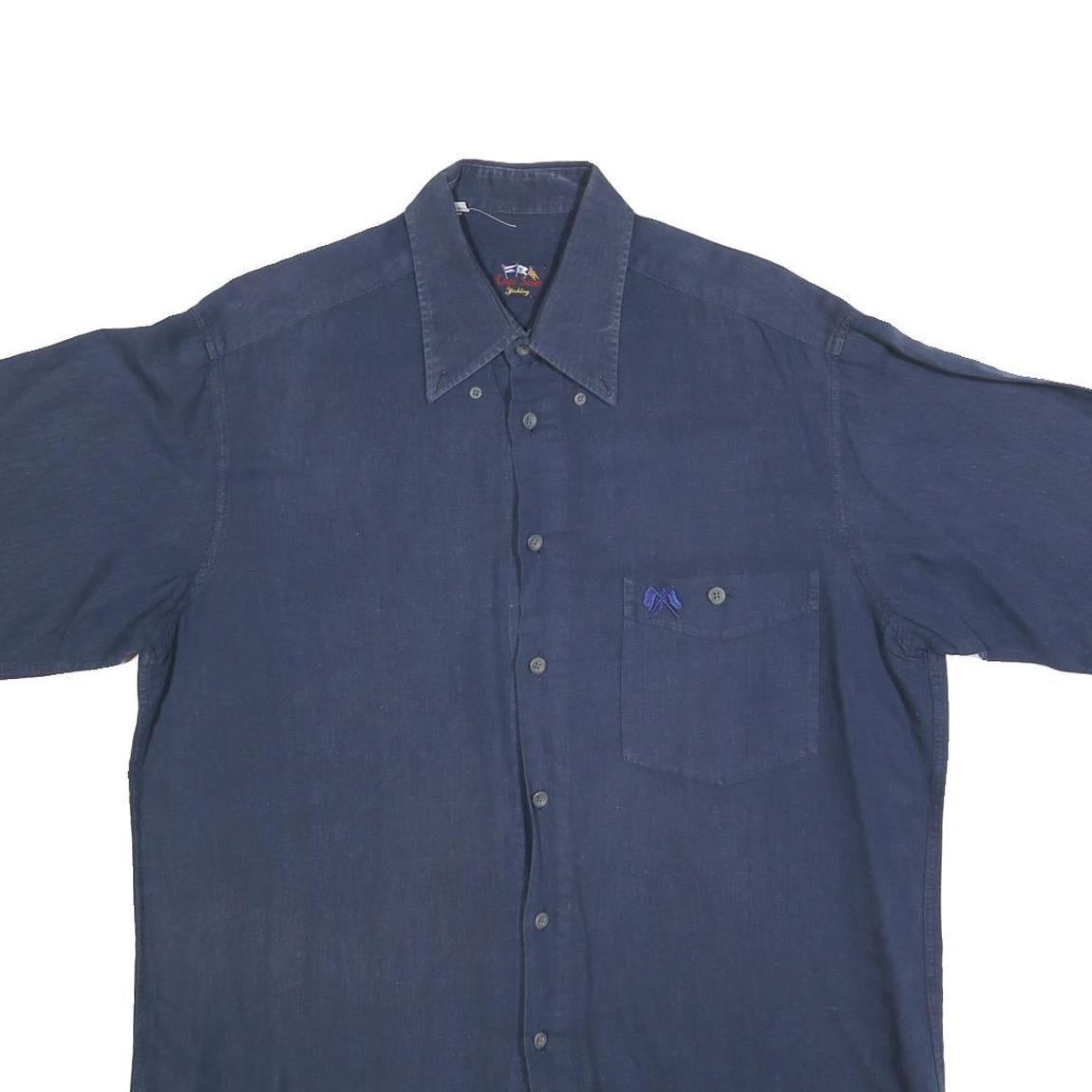 CAPT SCOTT Mens Blue Short Sleeve Casual Shirt M Summer Pocket Button