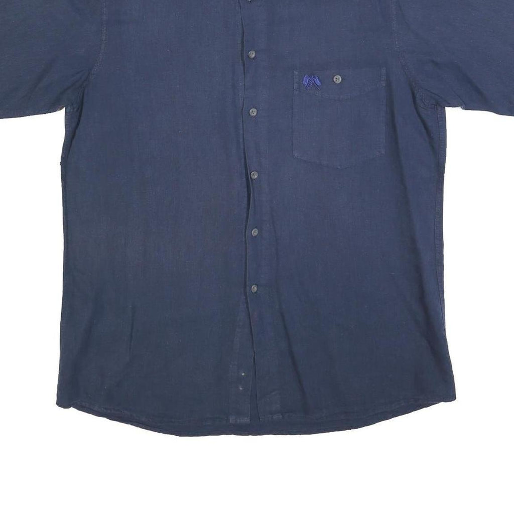 CAPT SCOTT Mens Blue Short Sleeve Casual Shirt M Summer Pocket Button