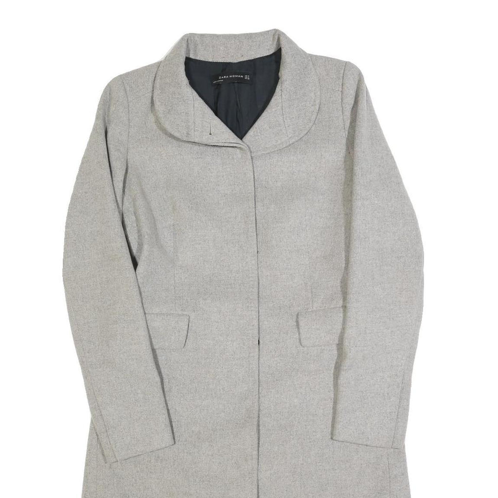 ZARA WOMAN Womens Grey Button Jacket M Plain Classic Tailored Long Sleeve