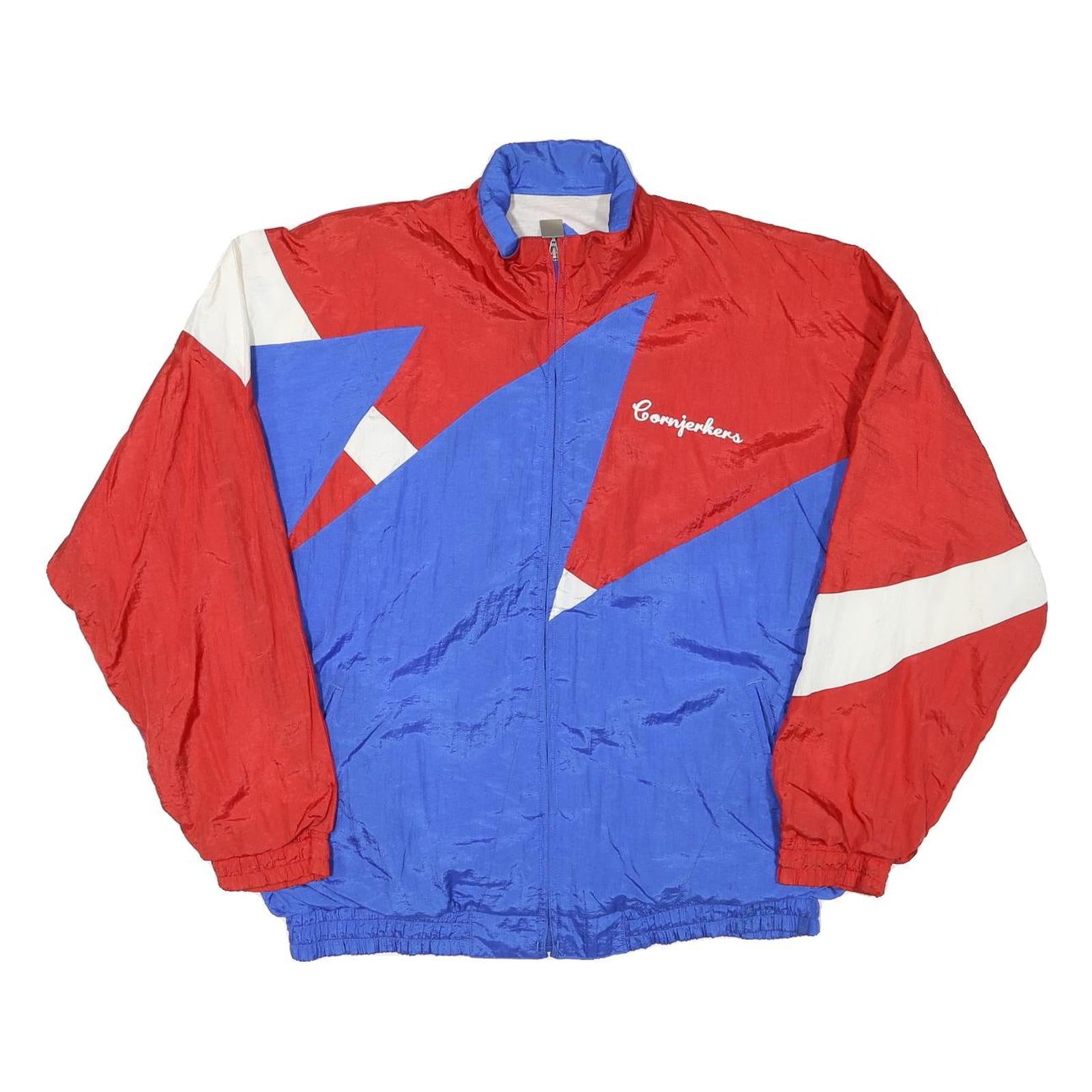 PRO CELEBRTIY Mens Red & Blue Sculpture Motif Zip Polyester Blend Jacket XL