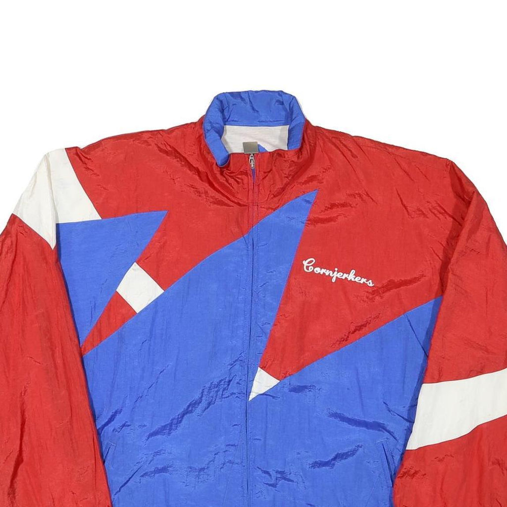 PRO CELEBRTIY Mens Red & Blue Sculpture Motif Zip Polyester Blend Jacket XL