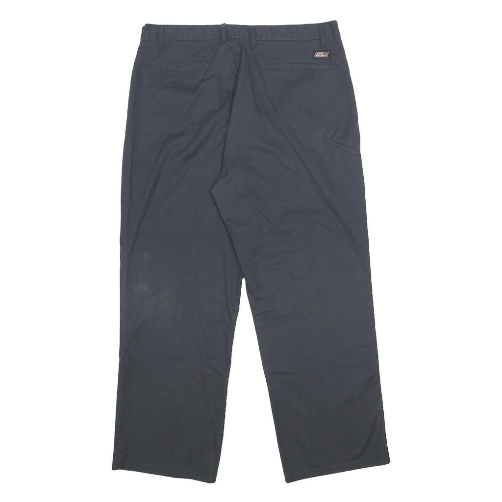 DICKIES Mens Cotton Blend Navy Relaxed Straight Trousers W36 L29 Workwear Zip