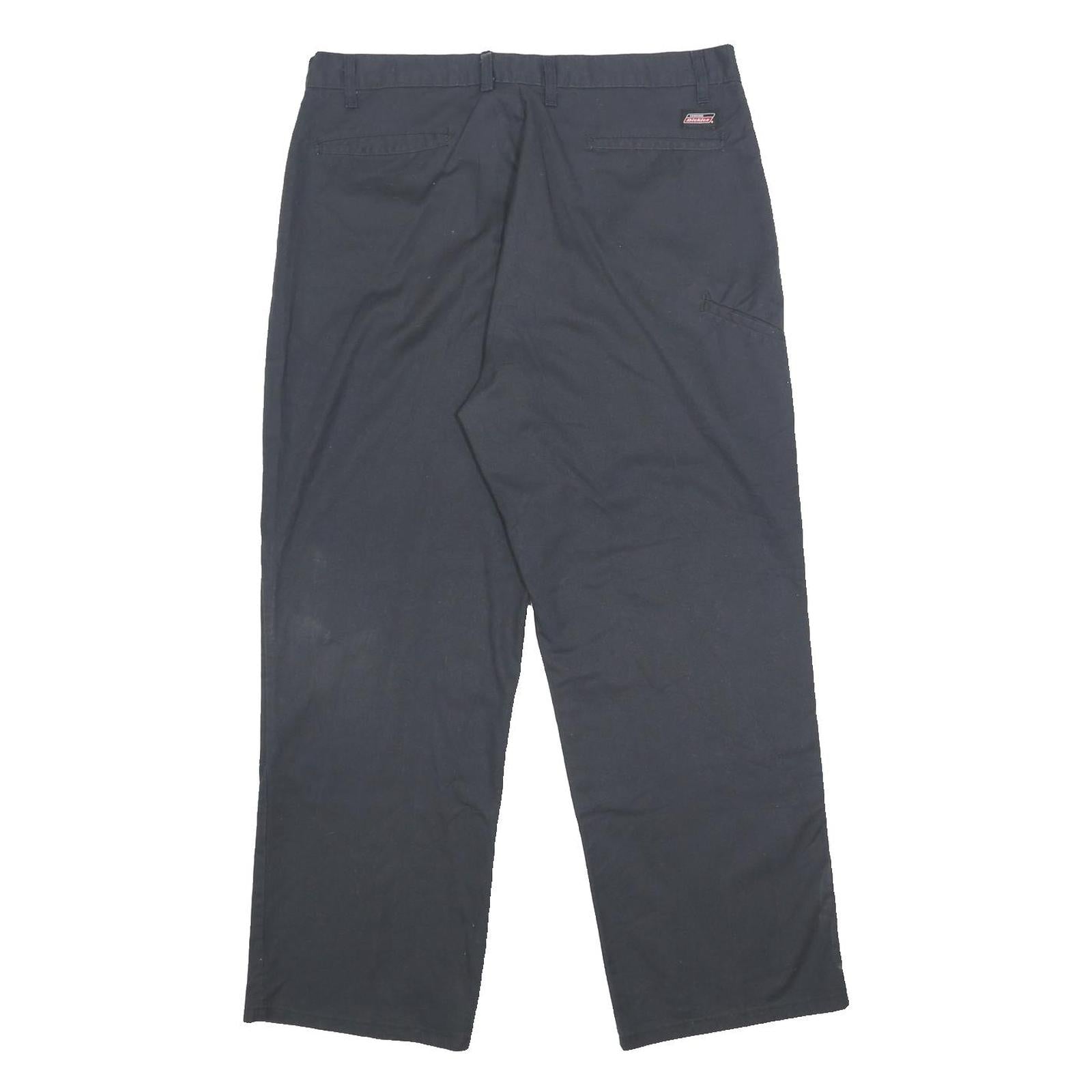 DICKIES Mens Cotton Blend Navy Relaxed Straight Trousers W36 L29 Workwear Zip
