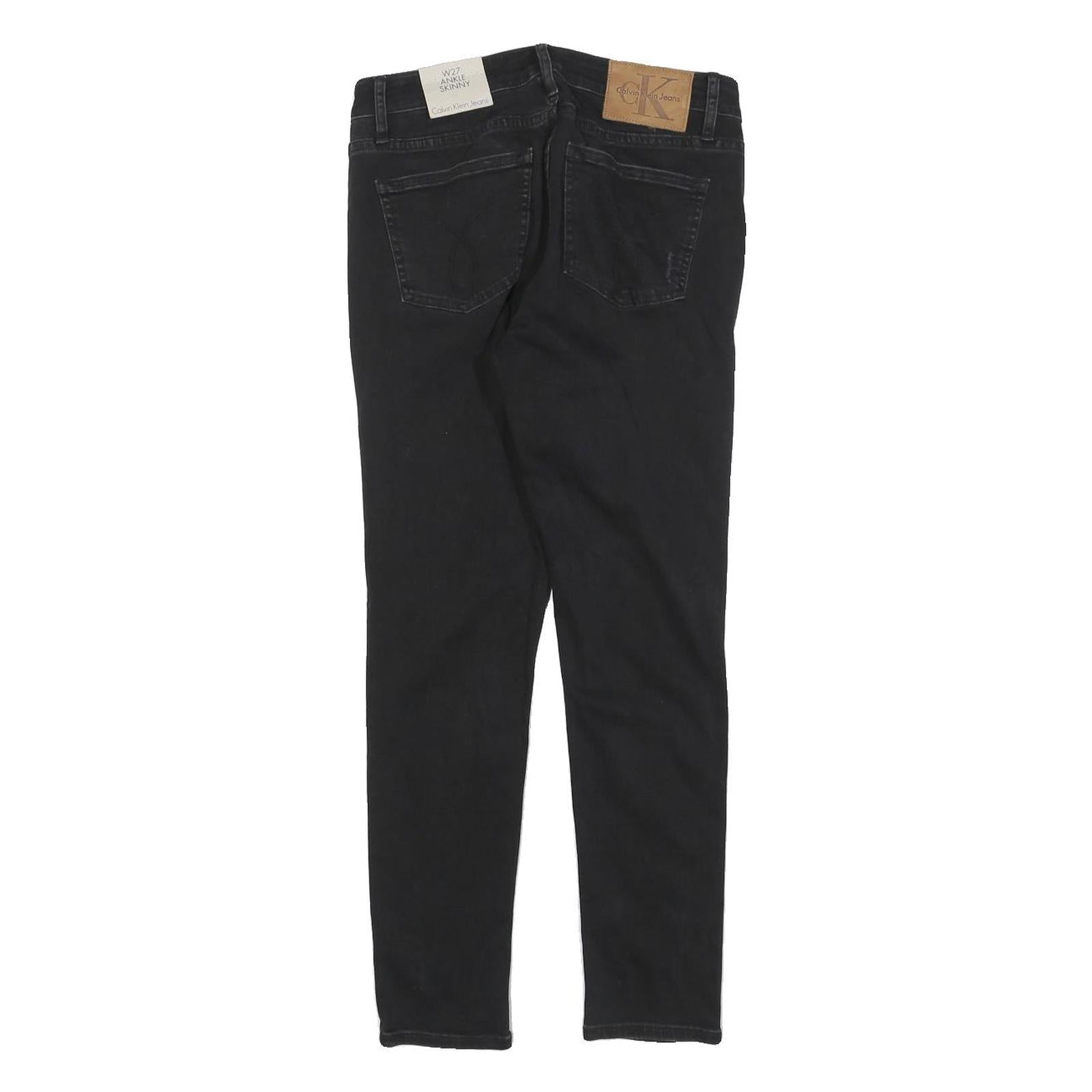 CALVIN KLEIN Womens Slim Black Skinny Denim Jeans Cotton Blend W27 L26 Ankle
