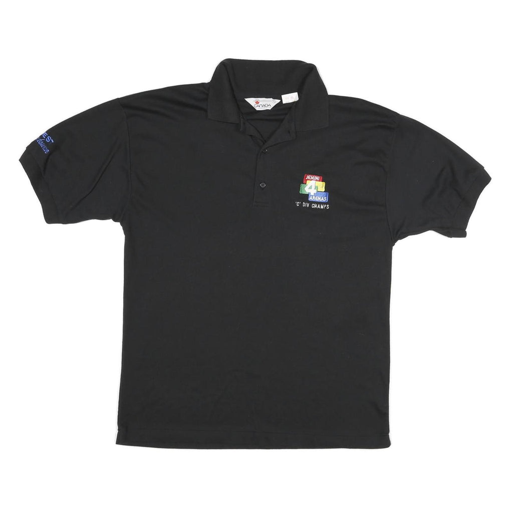 CANADA Mens Black Short Sleeve Plain XL Cotton Blend Polo Shirt Hockey Print