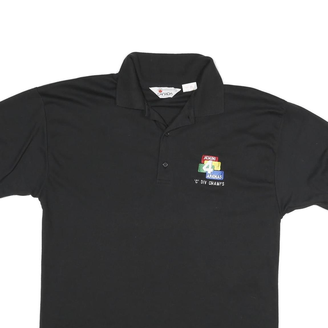 CANADA Mens Black Short Sleeve Plain XL Cotton Blend Polo Shirt Hockey Print