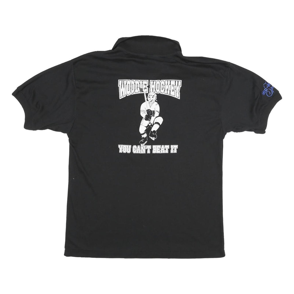 CANADA Mens Black Short Sleeve Plain XL Cotton Blend Polo Shirt Hockey Print