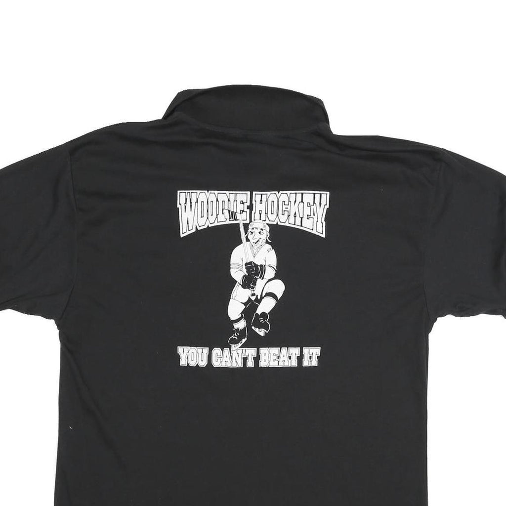 CANADA Mens Black Short Sleeve Plain XL Cotton Blend Polo Shirt Hockey Print