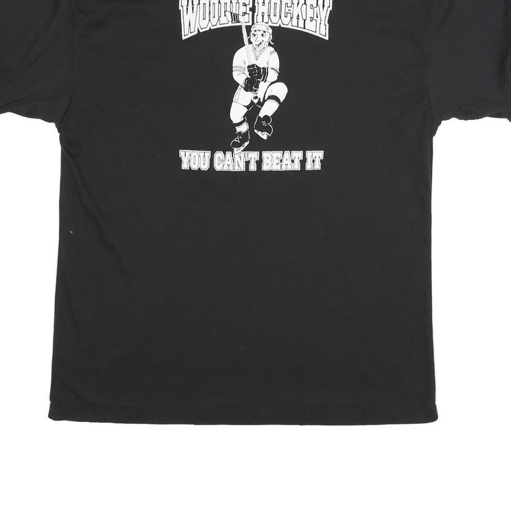 CANADA Mens Black Short Sleeve Plain XL Cotton Blend Polo Shirt Hockey Print