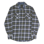 JACHS Mens Green & Blue Check Shirt M Cotton Blend Casual Long Sleeve Button
