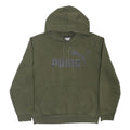 PUMA Mens Green Pullover Hoodie S Cotton Blend Logo Printed Sweatshirt