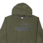 PUMA Mens Green Pullover Hoodie S Cotton Blend Logo Printed Sweatshirt