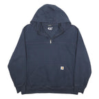 CARHARTT Mens Navy Blue ¼ Zip Hoodie 2XL Cotton Blend Casual Workwear