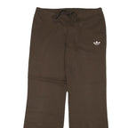ADIDAS Womens Cotton Blend Brown Relaxed Wide-Leg Trousers W32 L30 Drawstring
