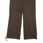 ADIDAS Womens Cotton Blend Brown Relaxed Wide-Leg Trousers W32 L30 Drawstring