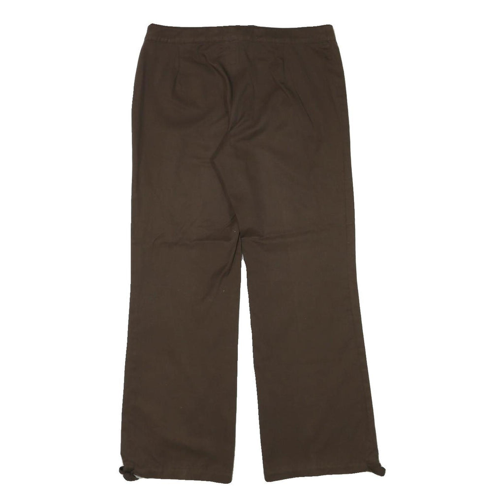 ADIDAS Womens Cotton Blend Brown Relaxed Wide-Leg Trousers W32 L30 Drawstring