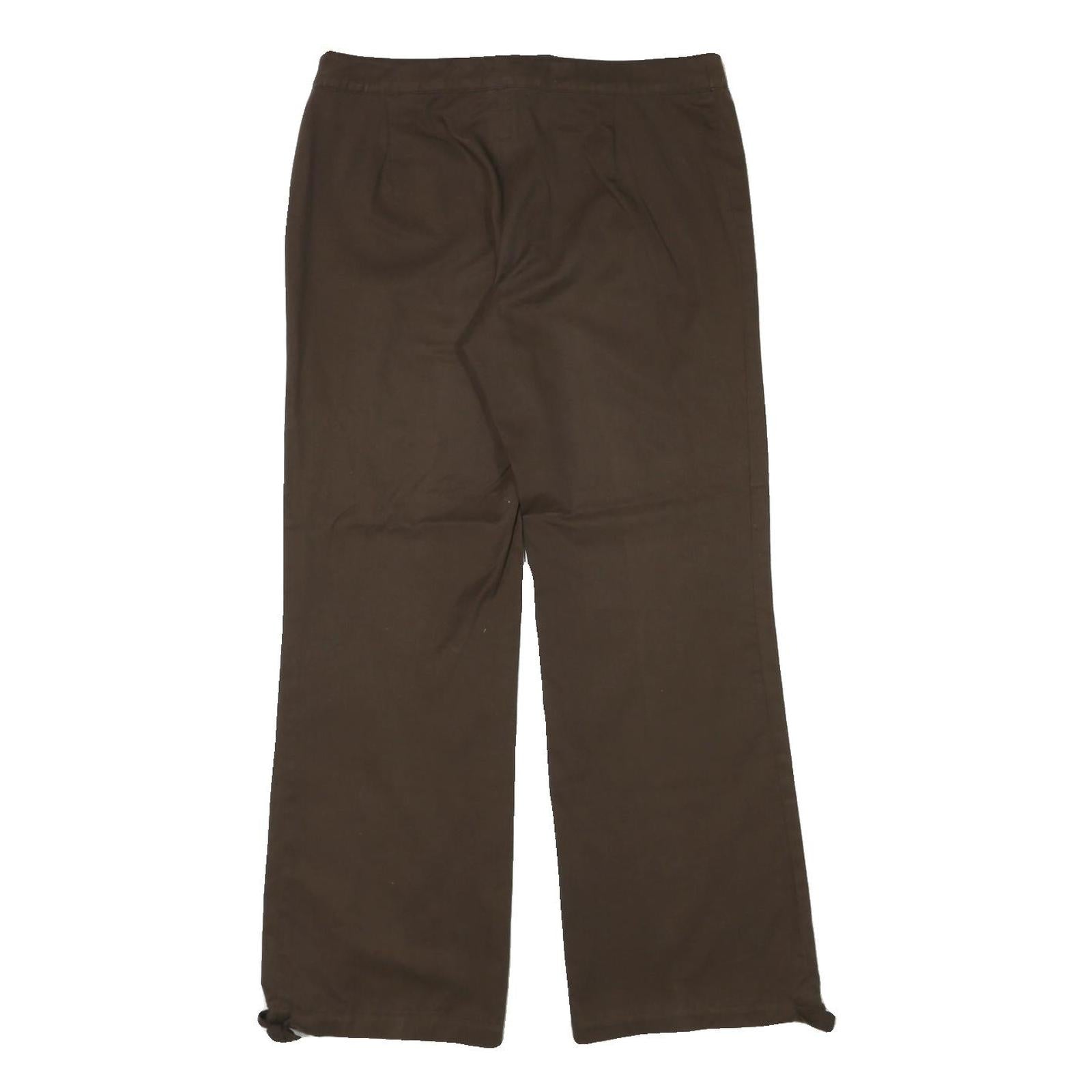 ADIDAS Womens Cotton Blend Brown Relaxed Wide-Leg Trousers W32 L30 Drawstring