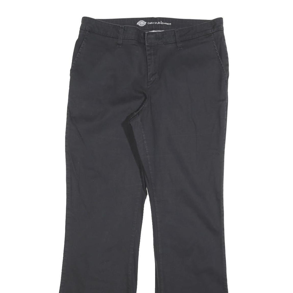 DICKIES Womens Cotton Blend Black Regular Fit Straight Leg Trousers W32 L32 Zip