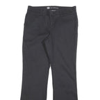 DICKIES Womens Cotton Blend Black Regular Fit Straight Leg Trousers W32 L32 Zip