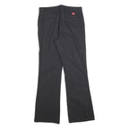 DICKIES Womens Cotton Blend Black Regular Fit Straight Leg Trousers W32 L32 Zip