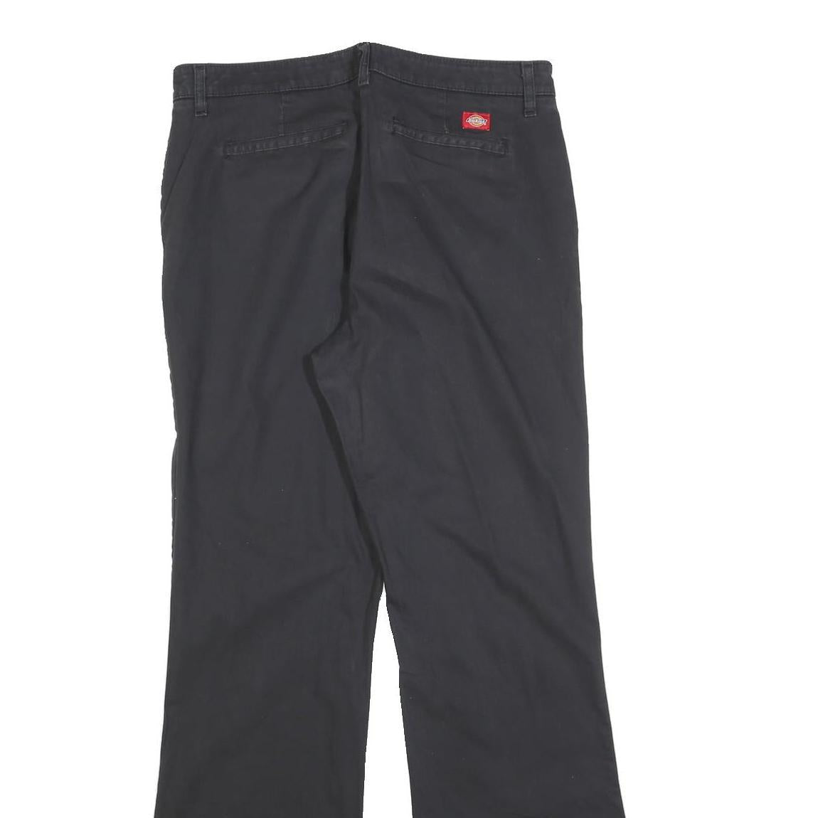DICKIES Womens Cotton Blend Black Regular Fit Straight Leg Trousers W32 L32 Zip
