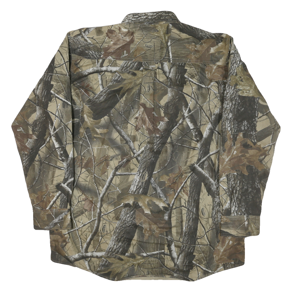 DICKIES Mens Brown & Green Camouflage Cotton Blend Shirt L Workwear Outdoor