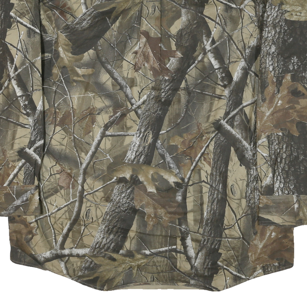 DICKIES Mens Brown & Green Camouflage Cotton Blend Shirt L Workwear Outdoor