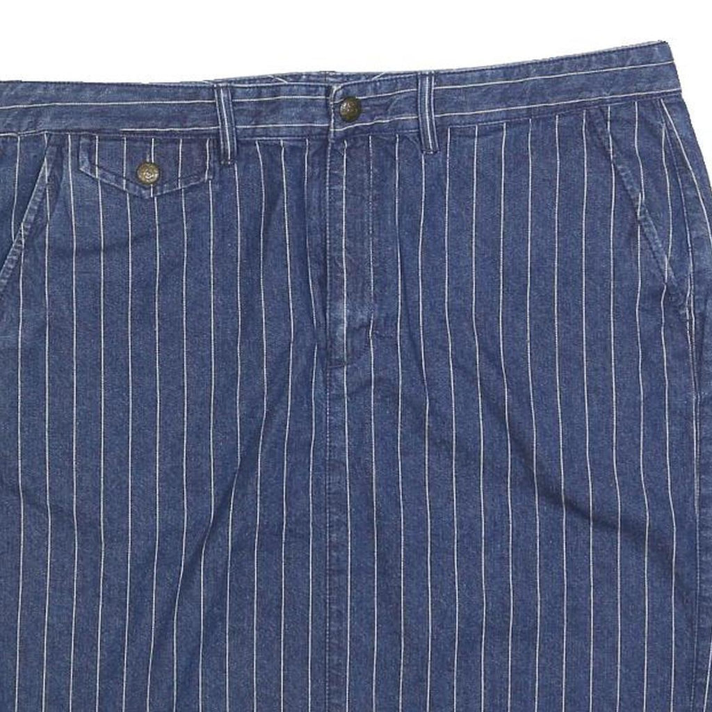 LAUREN RALPH LAUREN Womens Blue Denim Striped Pencil Knee Length Cotton Blend