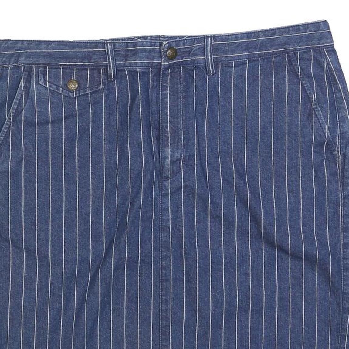 LAUREN RALPH LAUREN Womens Blue Denim Striped Pencil Knee Length Cotton Blend
