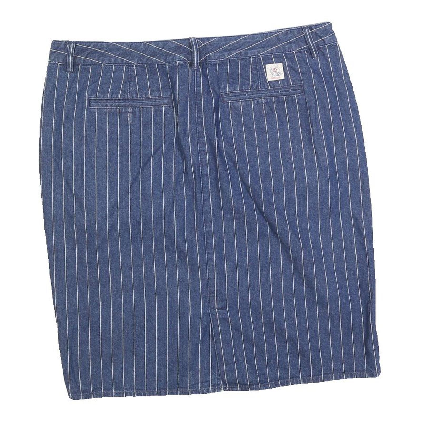 LAUREN RALPH LAUREN Womens Blue Denim Striped Pencil Knee Length Cotton Blend