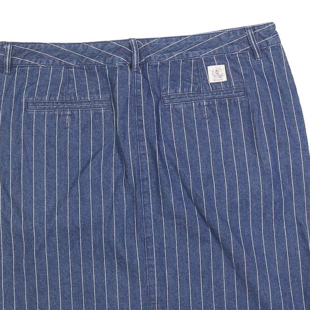 LAUREN RALPH LAUREN Womens Blue Denim Striped Pencil Knee Length Cotton Blend